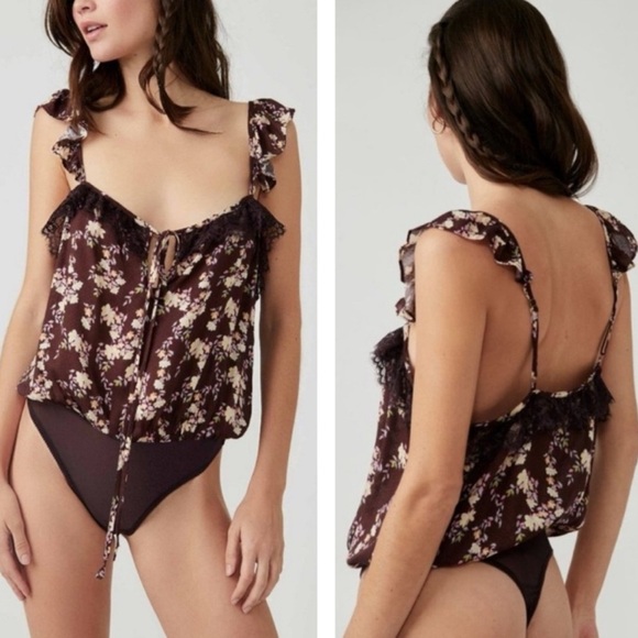 Free People Floral Brown Tank Top - Picture 2 of 7